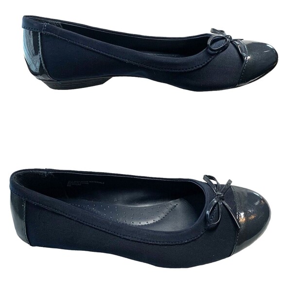 Karen Scott Navy Blue Ballet Slippers Womens 8M Patent Toe w/Bow - Picture 5 of 7